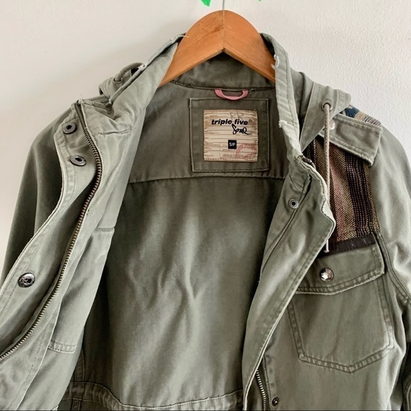 Triple 5 SOUL Y2K long green cargo zip military utility aztec boho 100% cotton - Picture 10 of 16